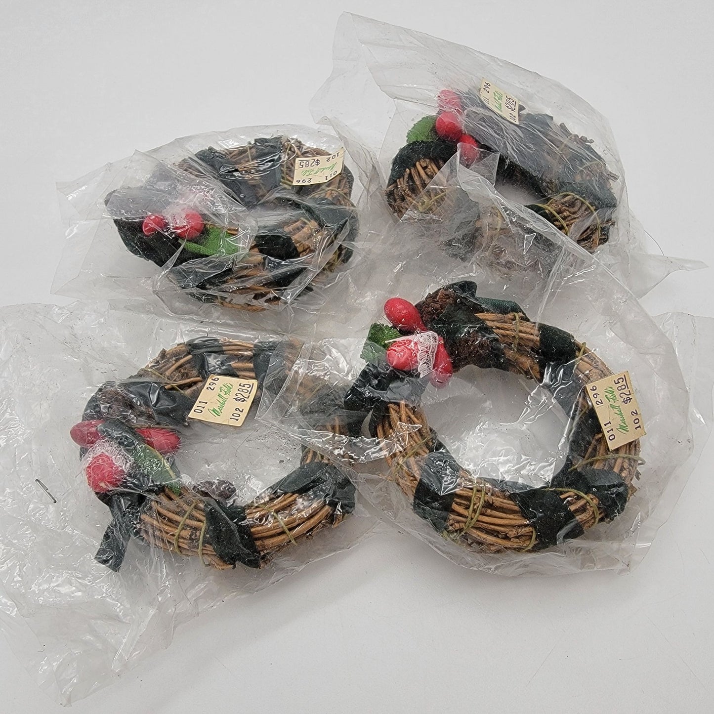 Vintage Miniature Christmas Grapevine Wreaths Set of 4