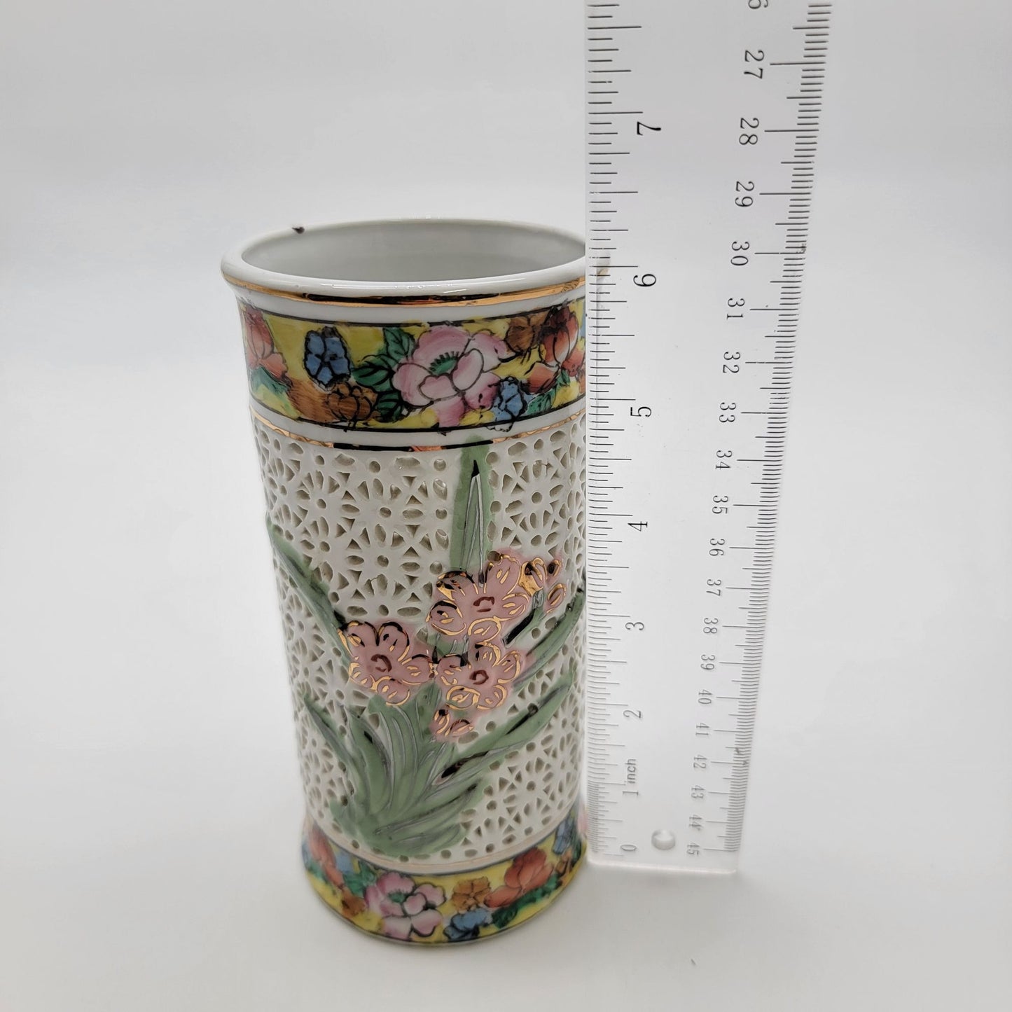 Vintage Reticulated Blanc De Chine Porcelain Vase