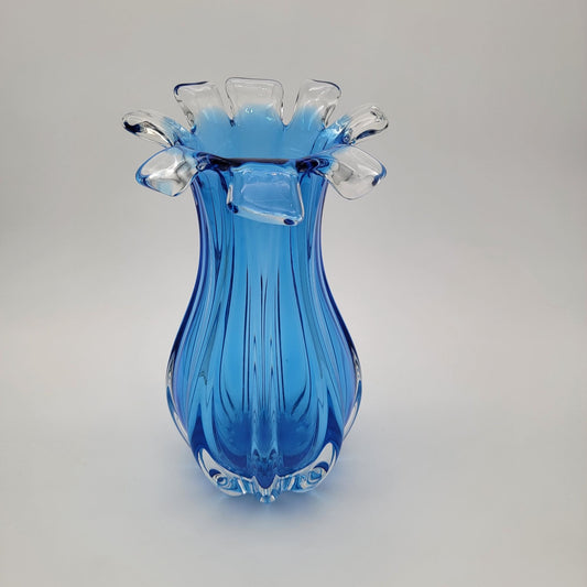 Murano Blue Sommerso Glass Vase