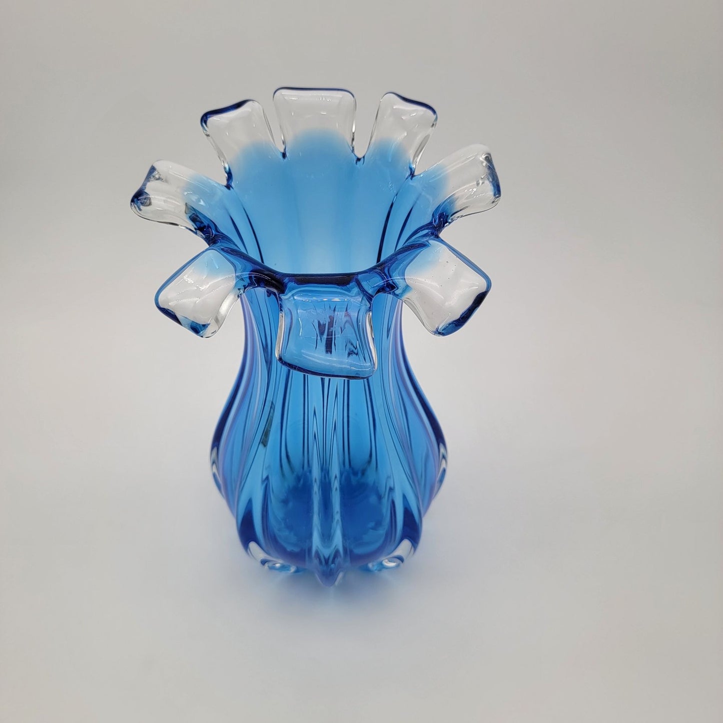 Murano Blue Sommerso Glass Vase
