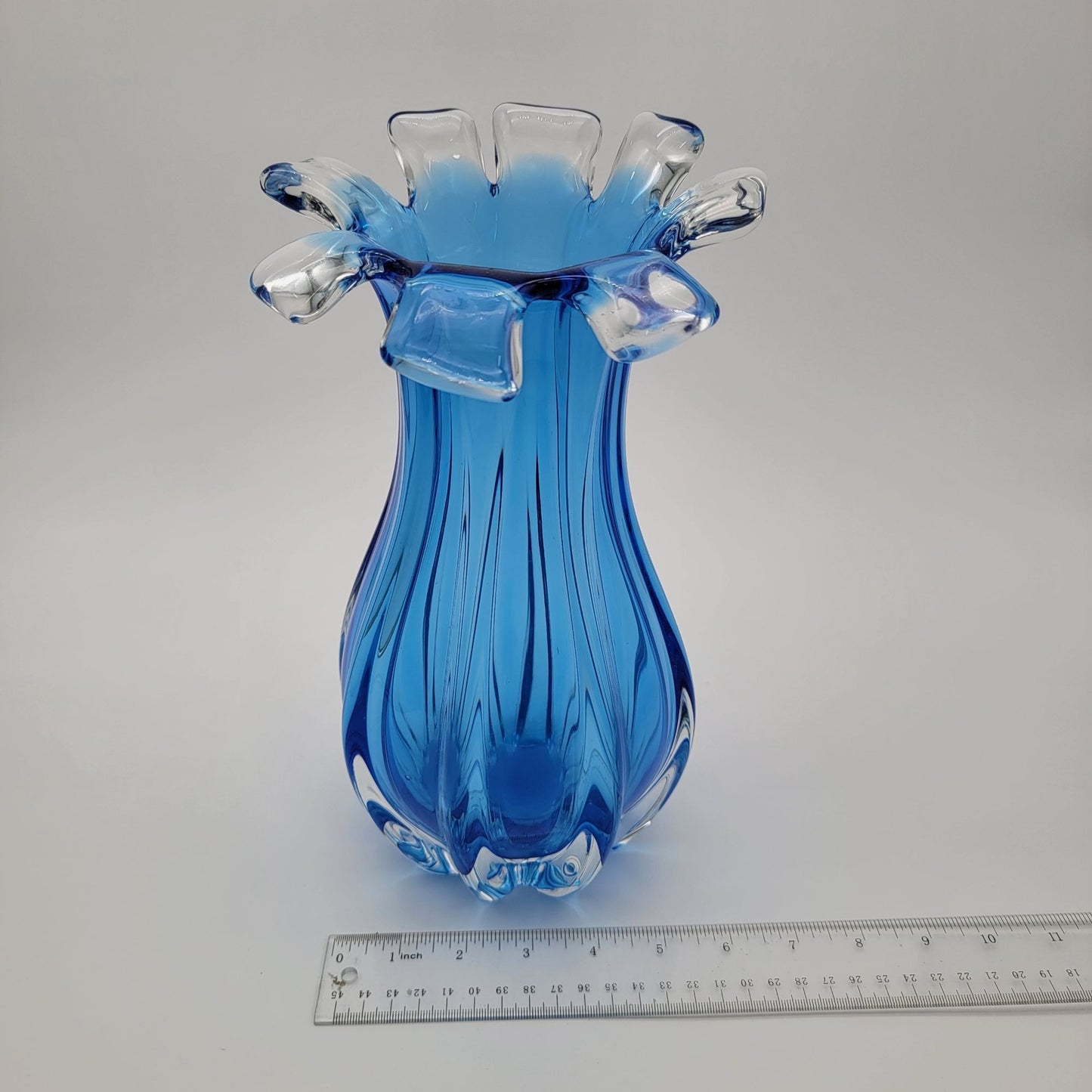 Murano Blue Sommerso Glass Vase