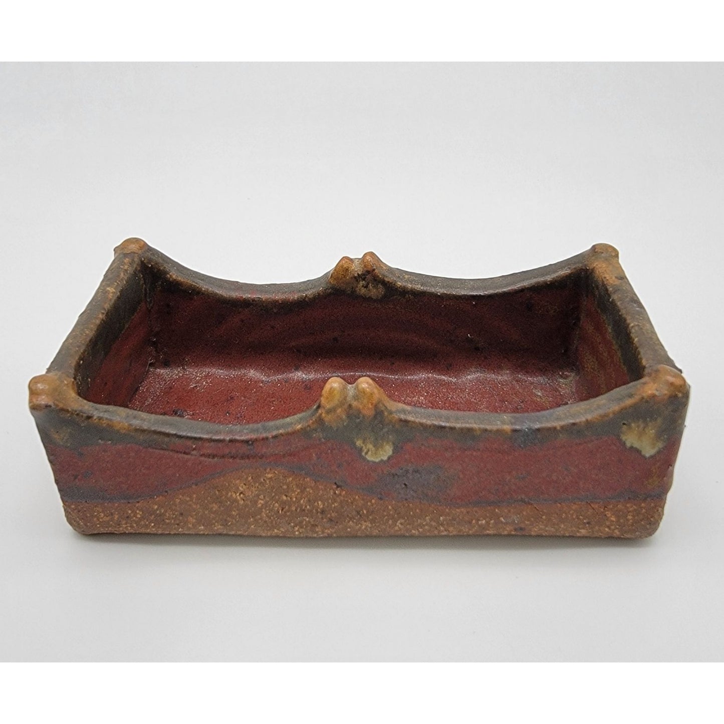 Art Pottery Catch All Dish Red & Brown Tones