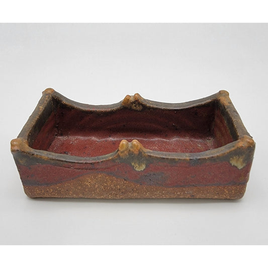 Art Pottery Catch All Dish Red & Brown Tones