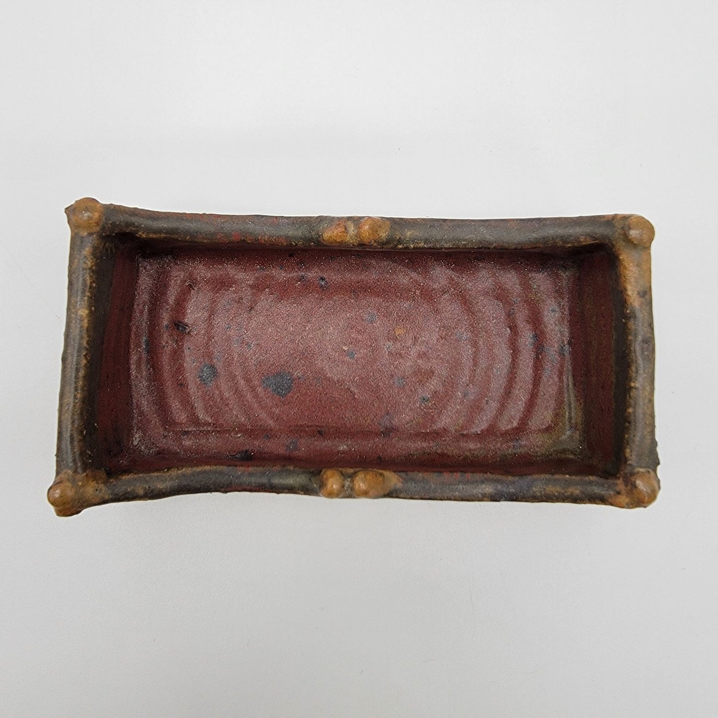 Art Pottery Catch All Dish Red & Brown Tones