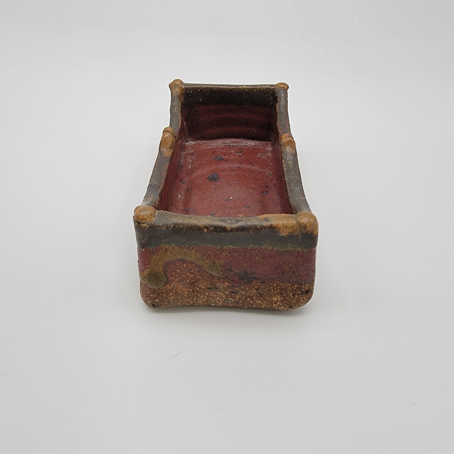 Art Pottery Catch All Dish Red & Brown Tones