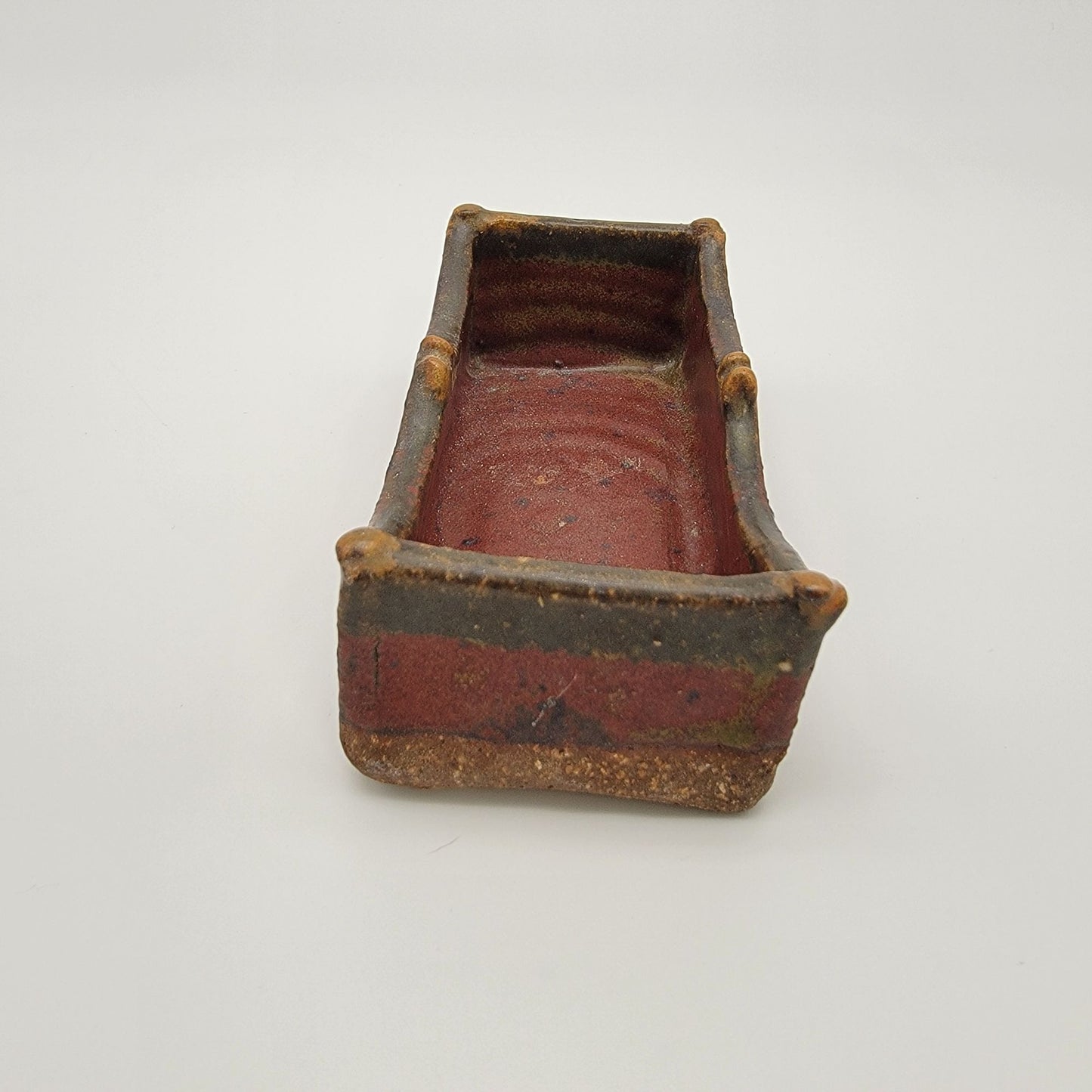 Art Pottery Catch All Dish Red & Brown Tones