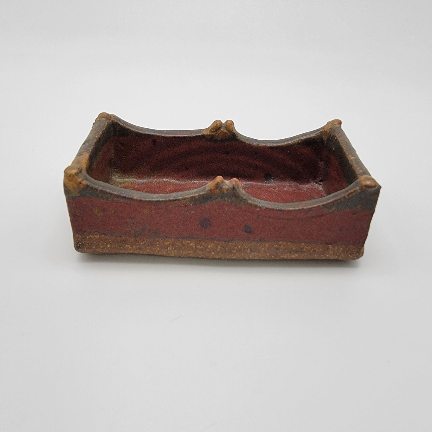 Art Pottery Catch All Dish Red & Brown Tones