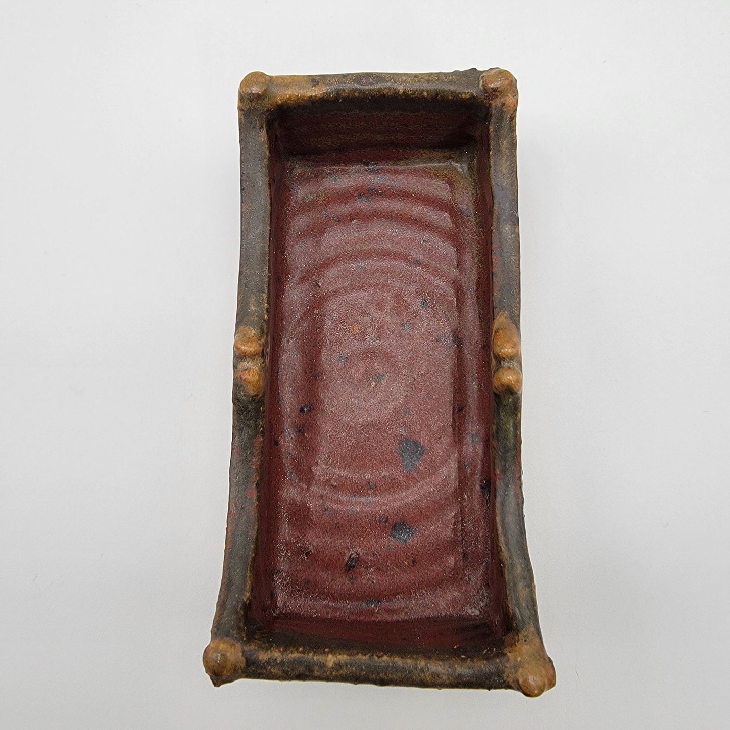 Art Pottery Catch All Dish Red & Brown Tones