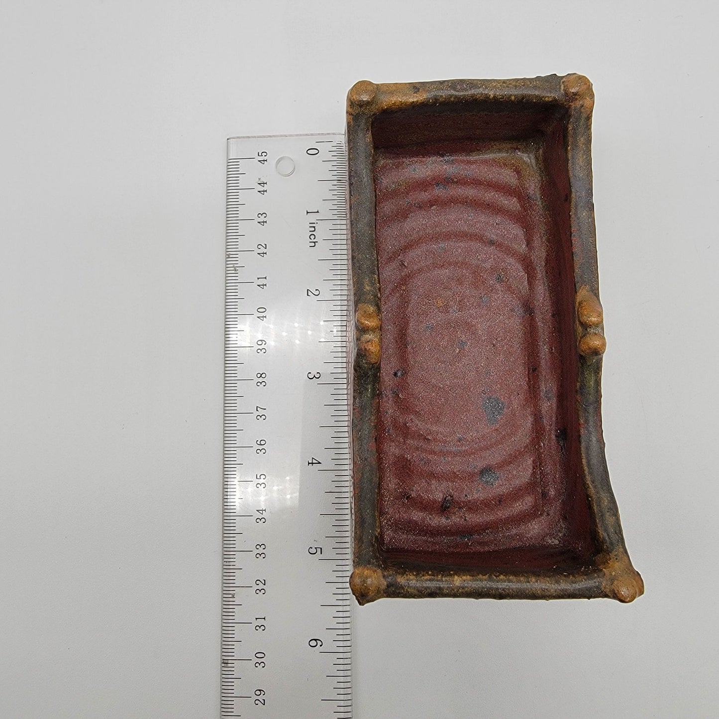 Art Pottery Catch All Dish Red & Brown Tones