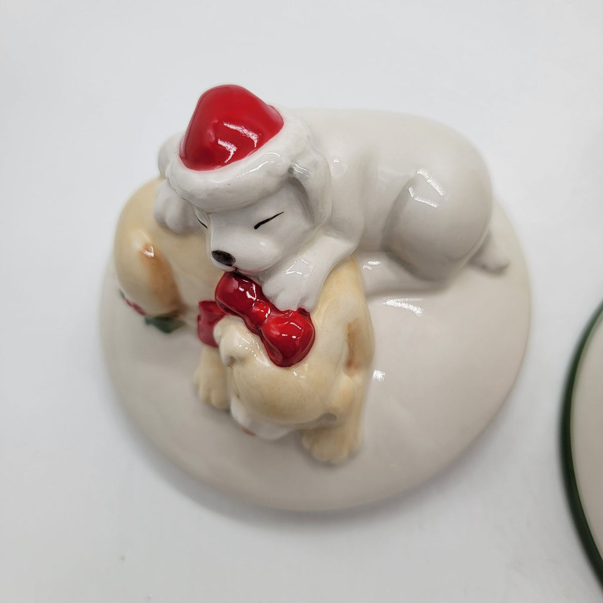 Spode Christmas Tree Puppy Candy Jar With Box