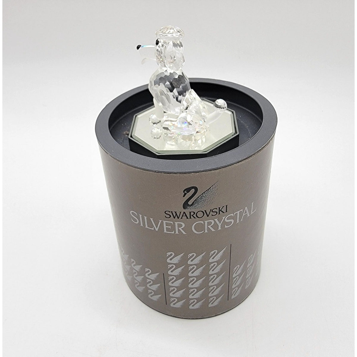 Swarovski Silver Crystal Sitting Poodle Figurine With Box