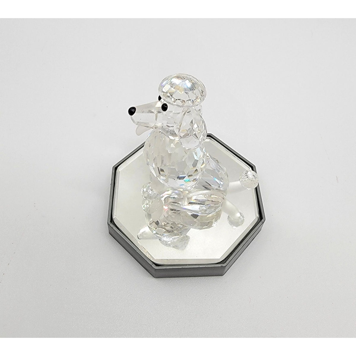 Swarovski Silver Crystal Sitting Poodle Figurine With Box