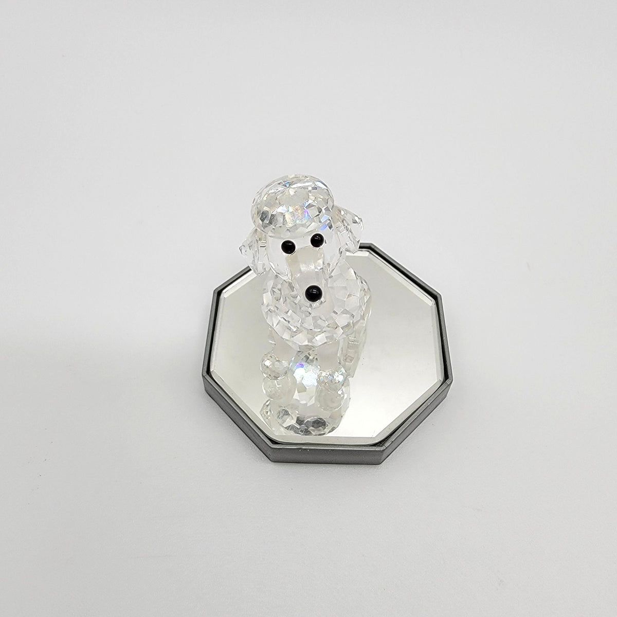 Swarovski Silver Crystal Sitting Poodle Figurine With Box
