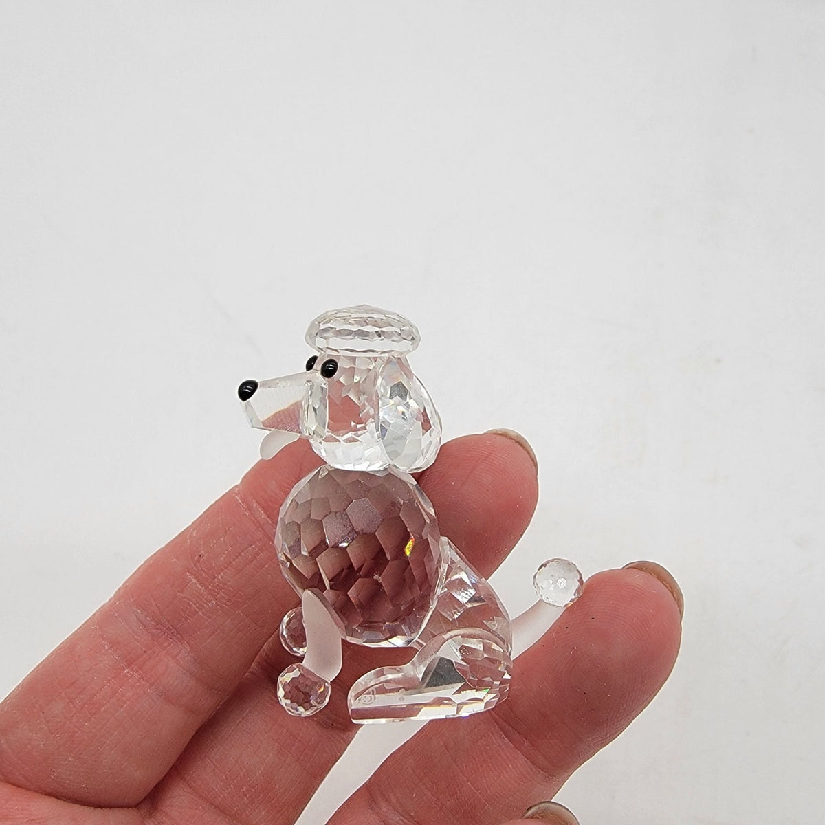 Swarovski Silver Crystal Sitting Poodle Figurine With Box