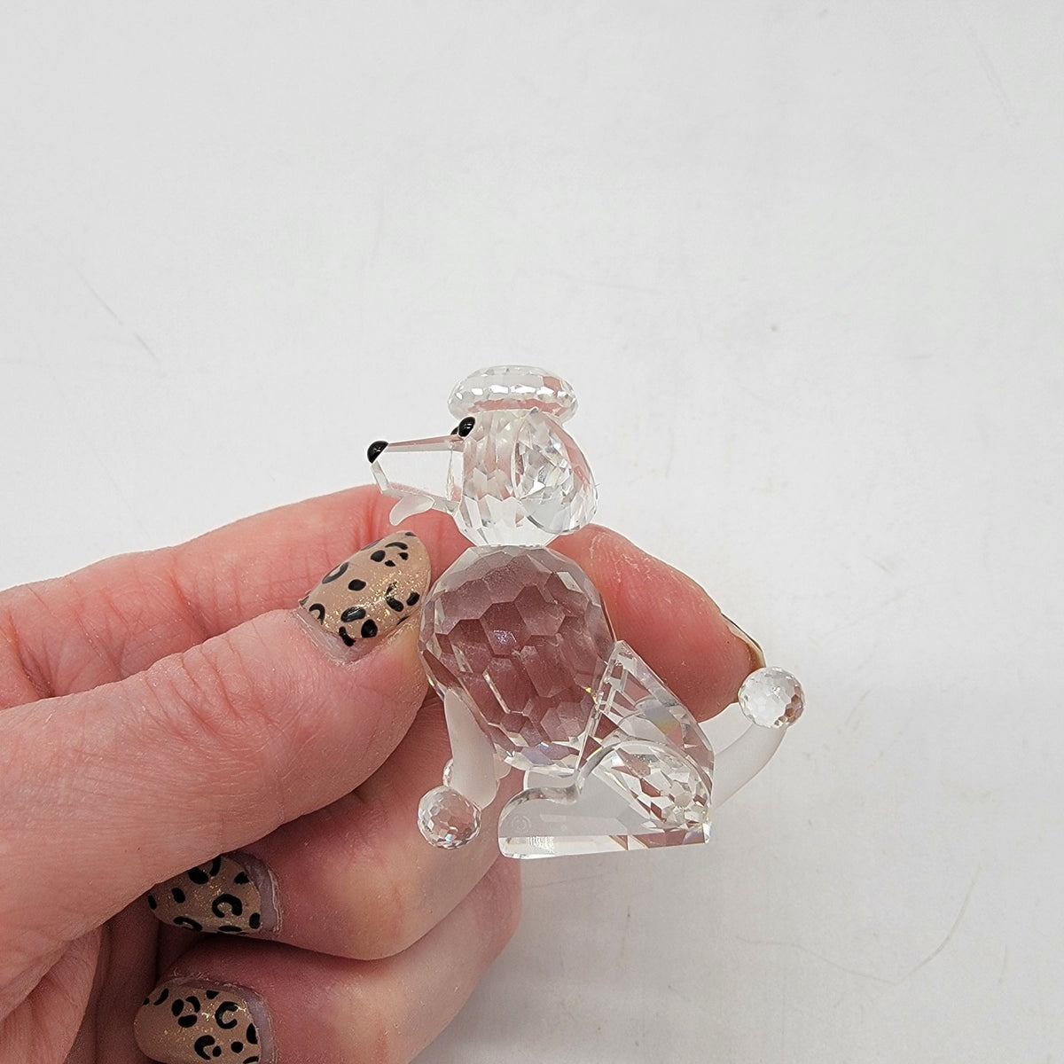 Swarovski Silver Crystal Sitting Poodle Figurine With Box