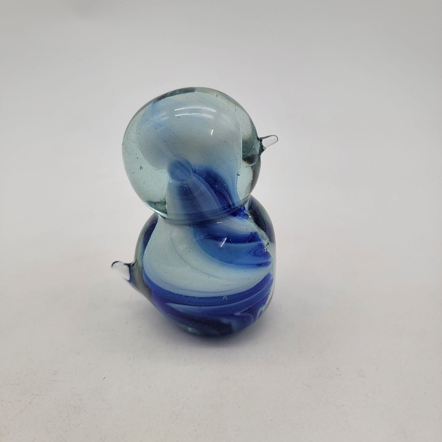 Vintage Blue White Swirl Art Glass Duck Bird Sculpture