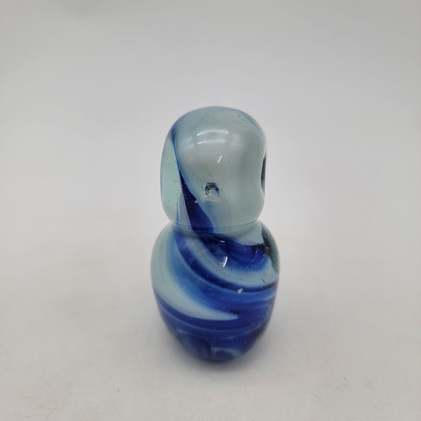 Vintage Blue White Swirl Art Glass Duck Bird Sculpture