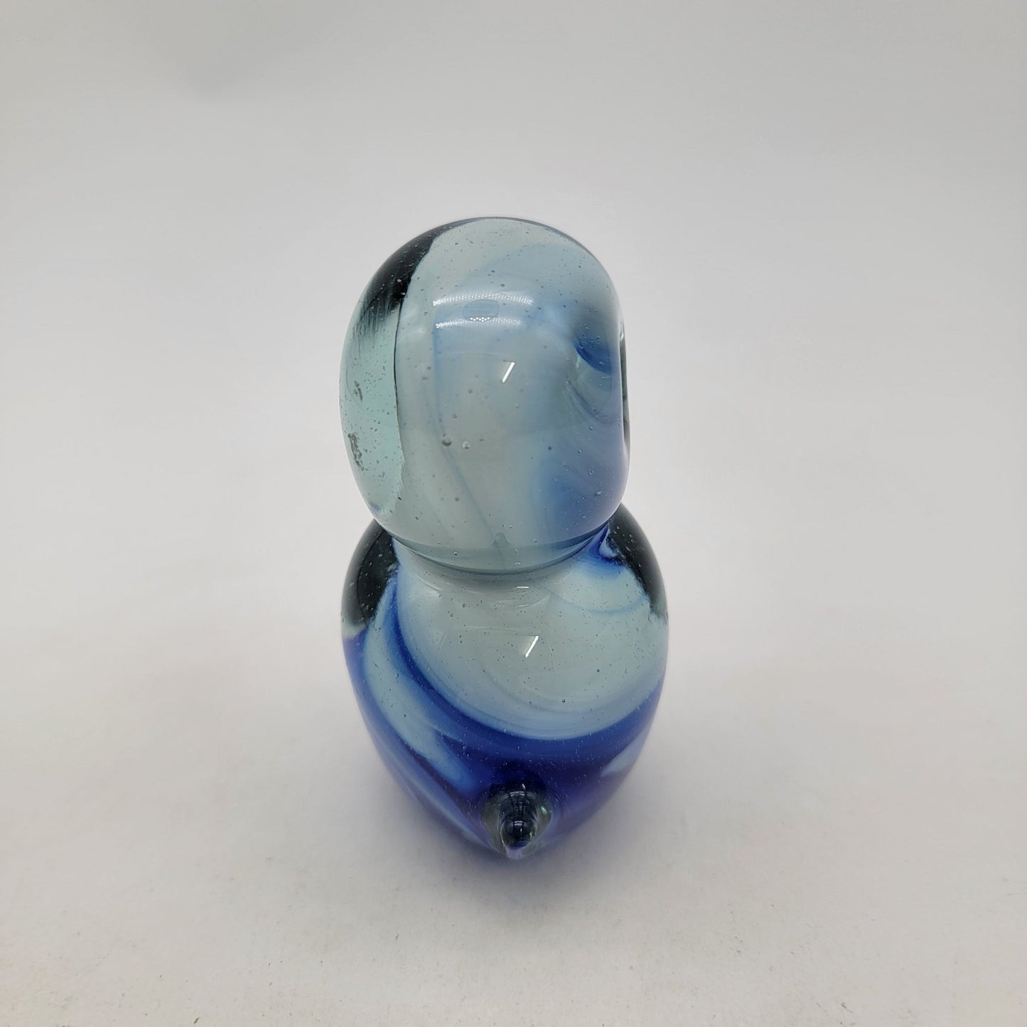 Vintage Blue White Swirl Art Glass Duck Bird Sculpture