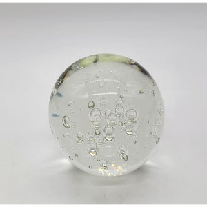Vintage Large Controlled Bubbles Clear Art Glass Paperweight