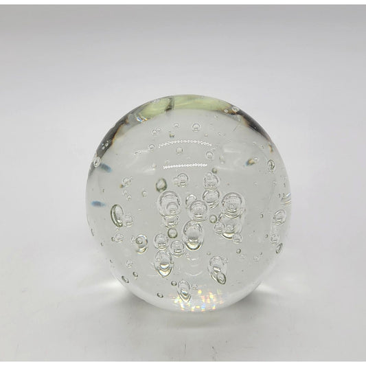 Vintage Large Controlled Bubbles Clear Art Glass Paperweight