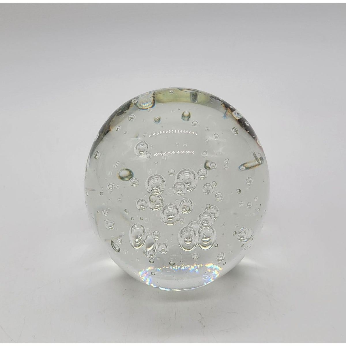 Vintage Large Controlled Bubbles Clear Art Glass Paperweight