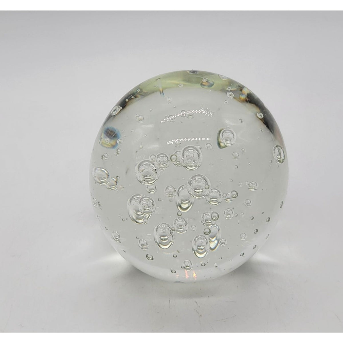 Vintage Large Controlled Bubbles Clear Art Glass Paperweight