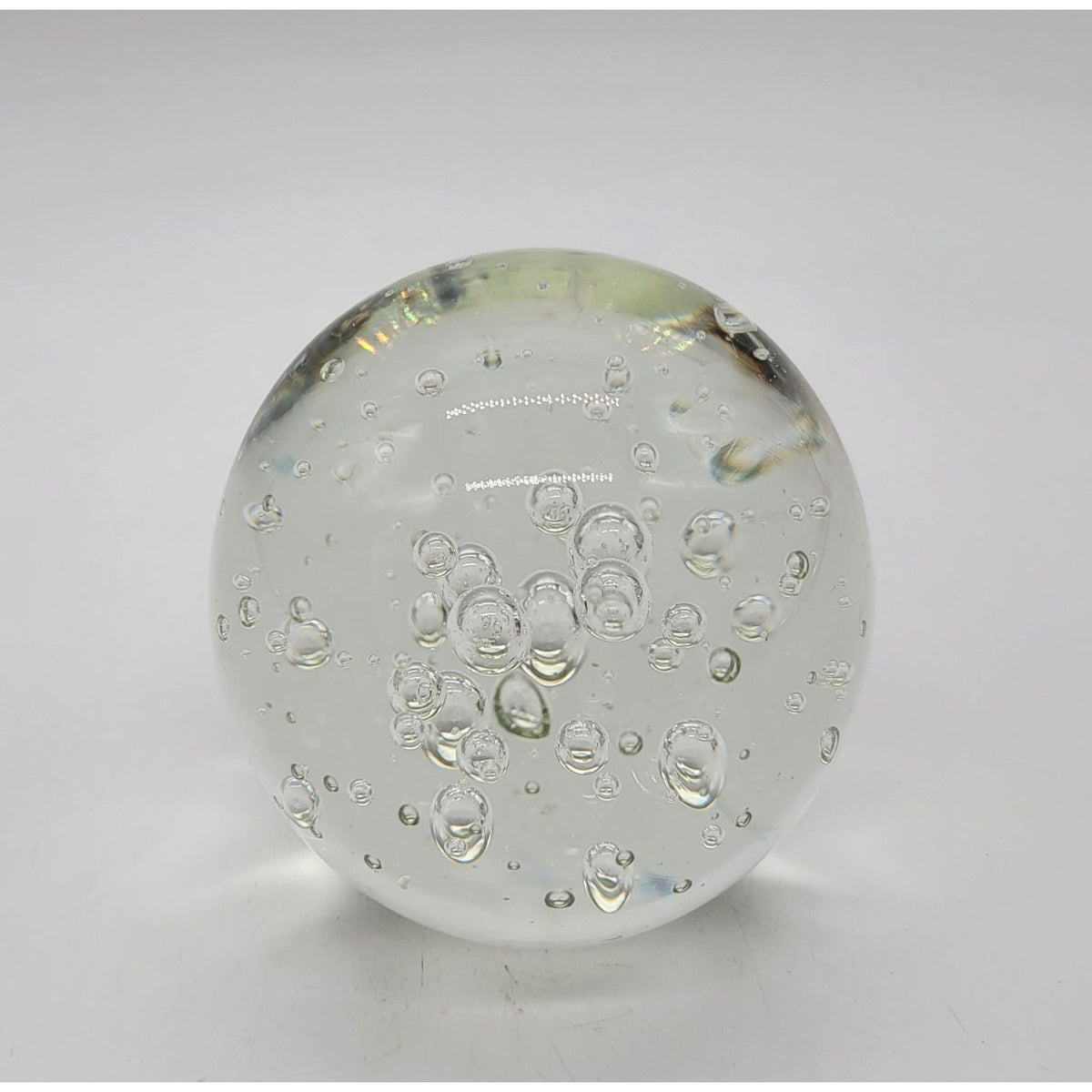 Vintage Large Controlled Bubbles Clear Art Glass Paperweight
