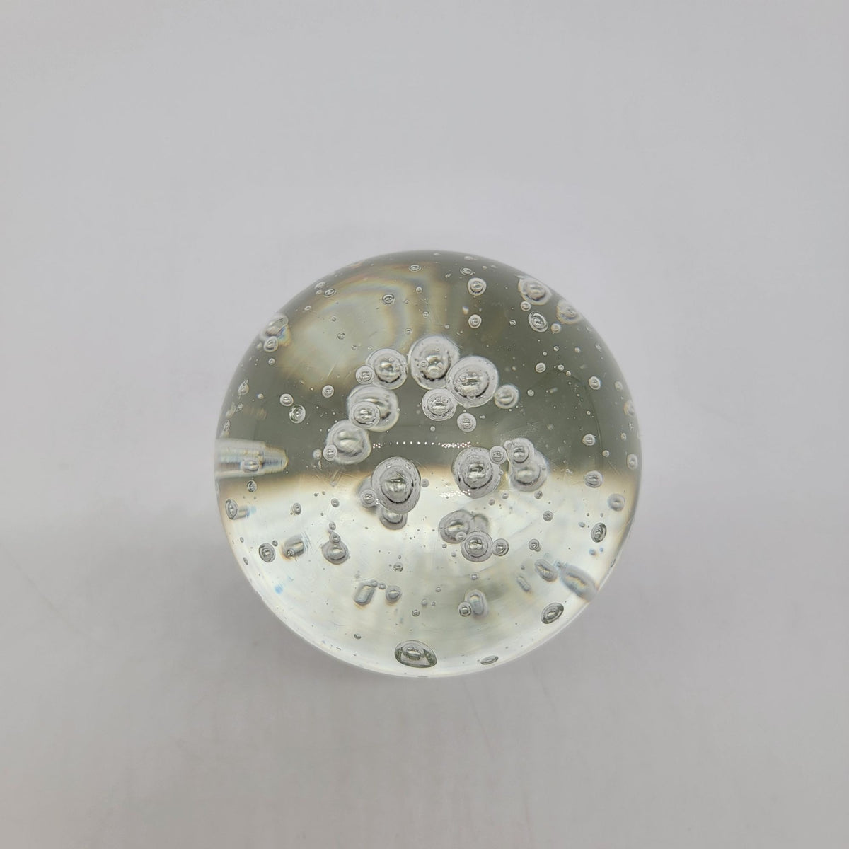 Vintage Large Controlled Bubbles Clear Art Glass Paperweight
