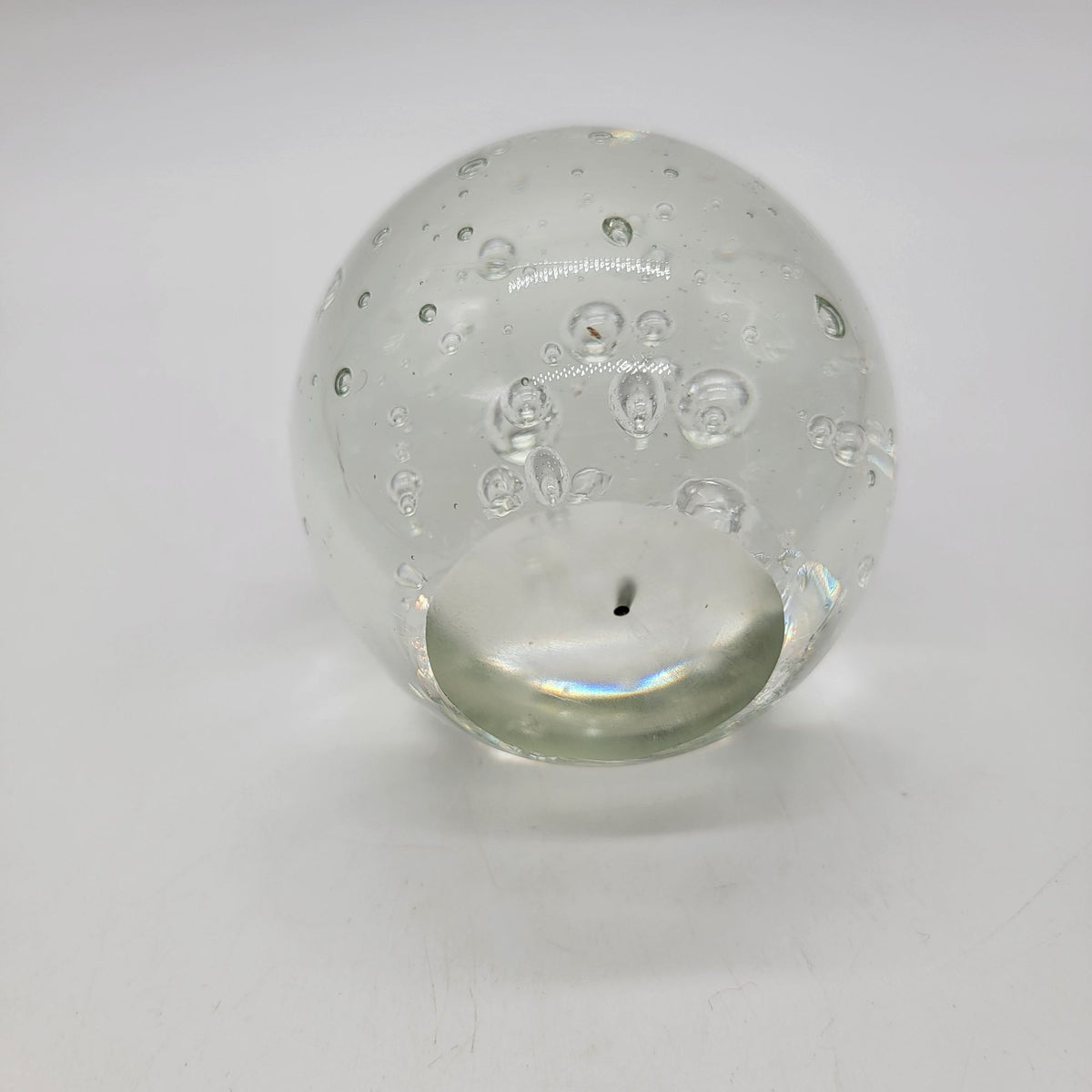 Vintage Large Controlled Bubbles Clear Art Glass Paperweight
