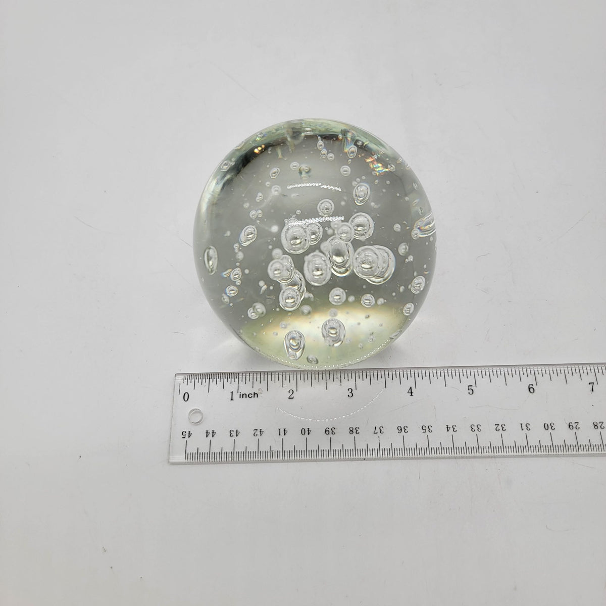 Vintage Large Controlled Bubbles Clear Art Glass Paperweight