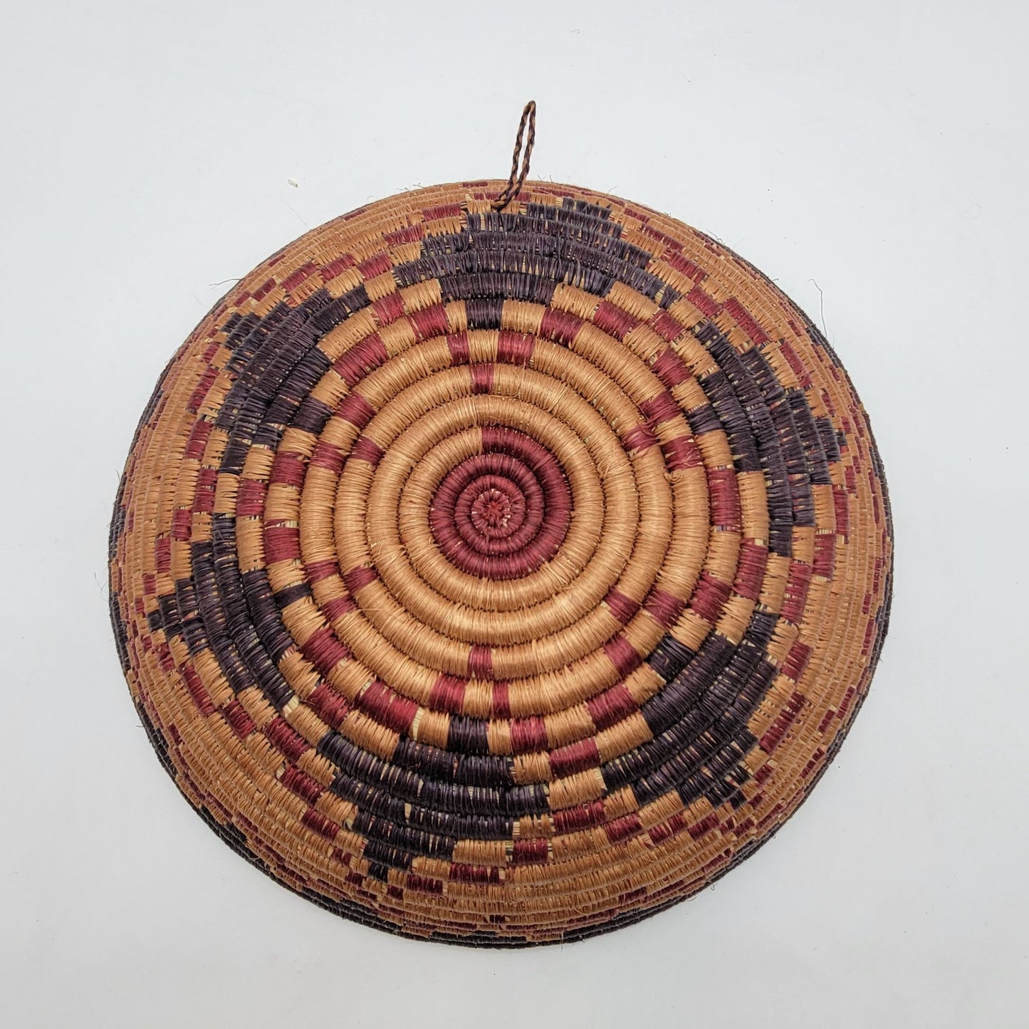 Traditional Handwoven Grass Coil Hanging Wall Basket
