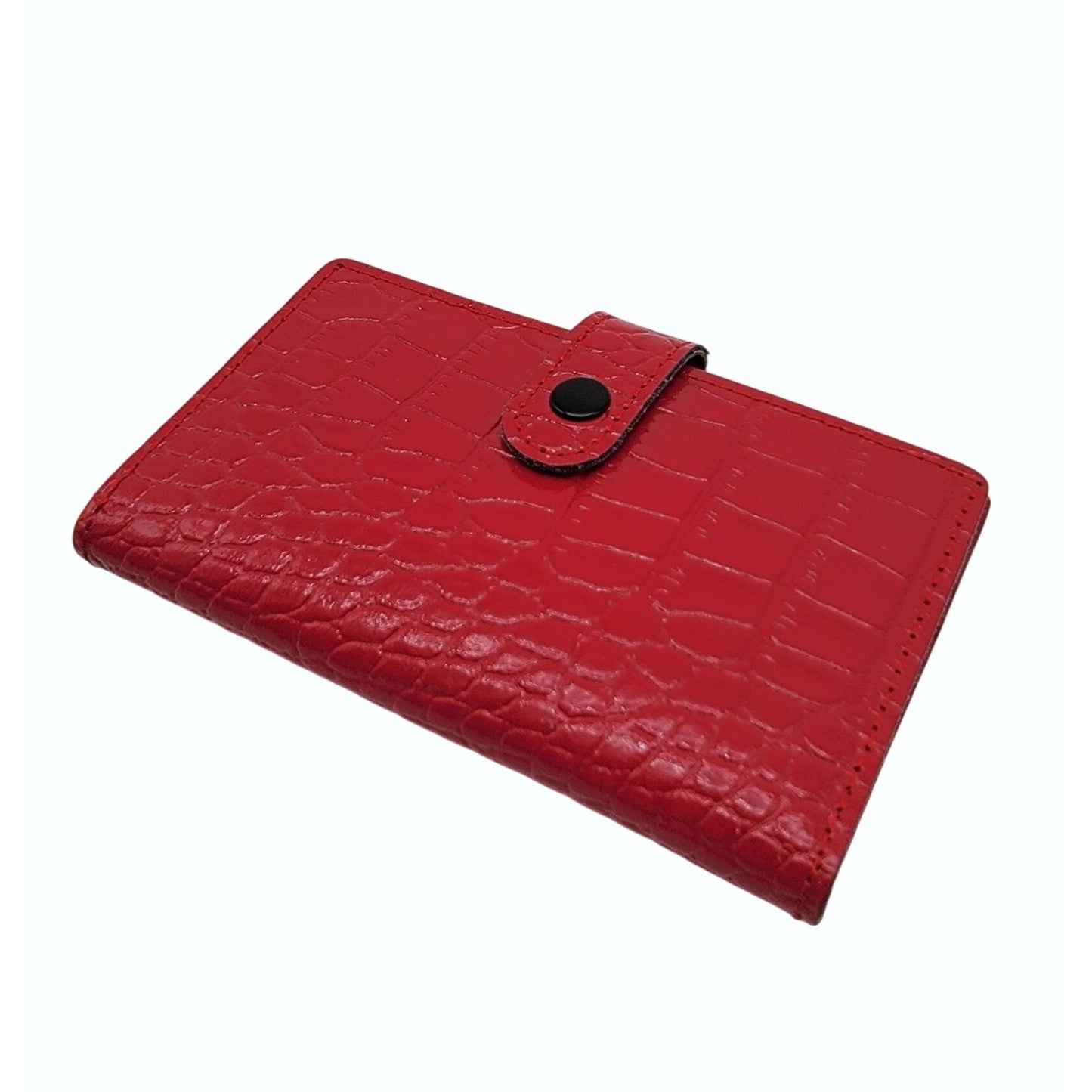 ORDNING & REDA Red Faux Crocodile Embossed Card Wallet