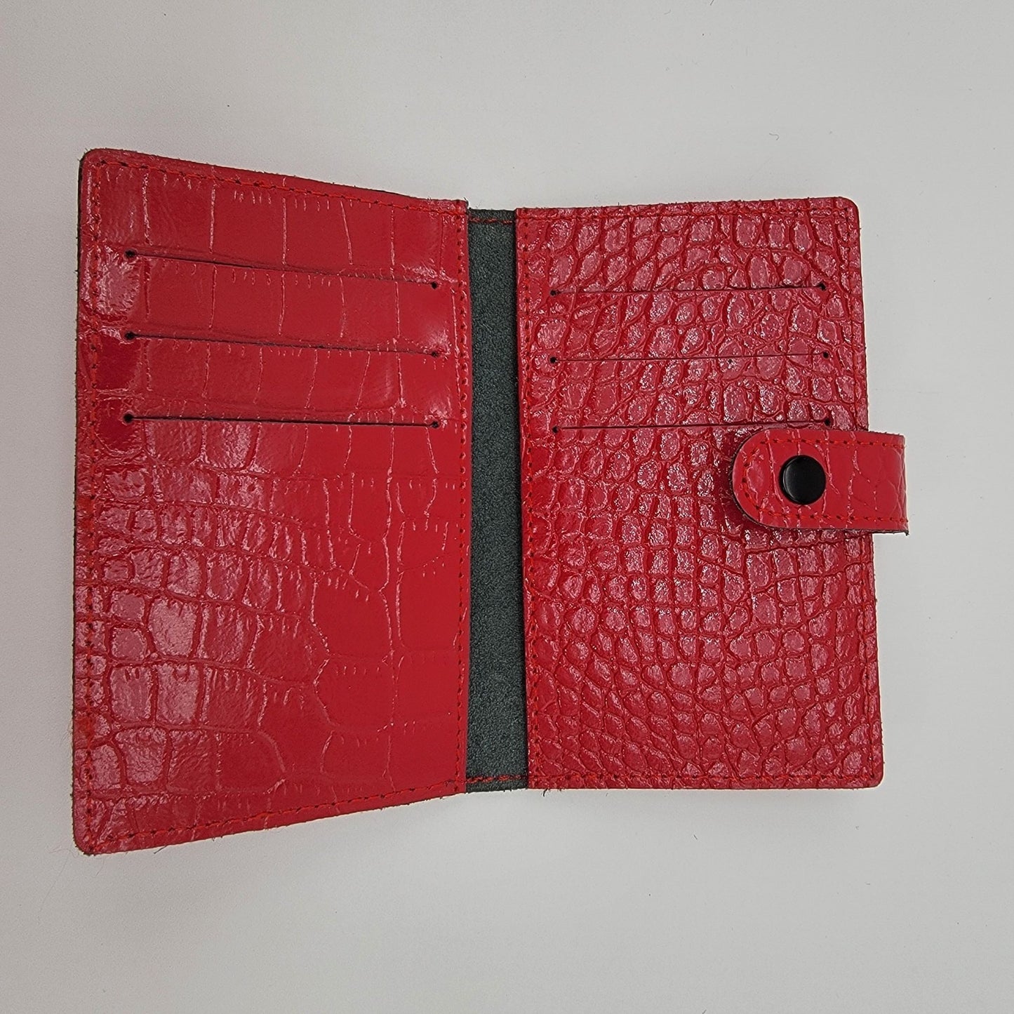 ORDNING & REDA Red Faux Crocodile Embossed Card Wallet