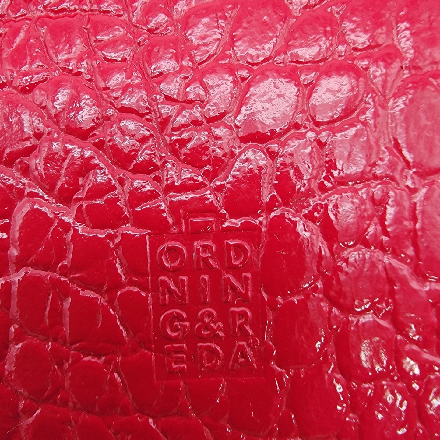 ORDNING & REDA Red Faux Crocodile Embossed Card Wallet