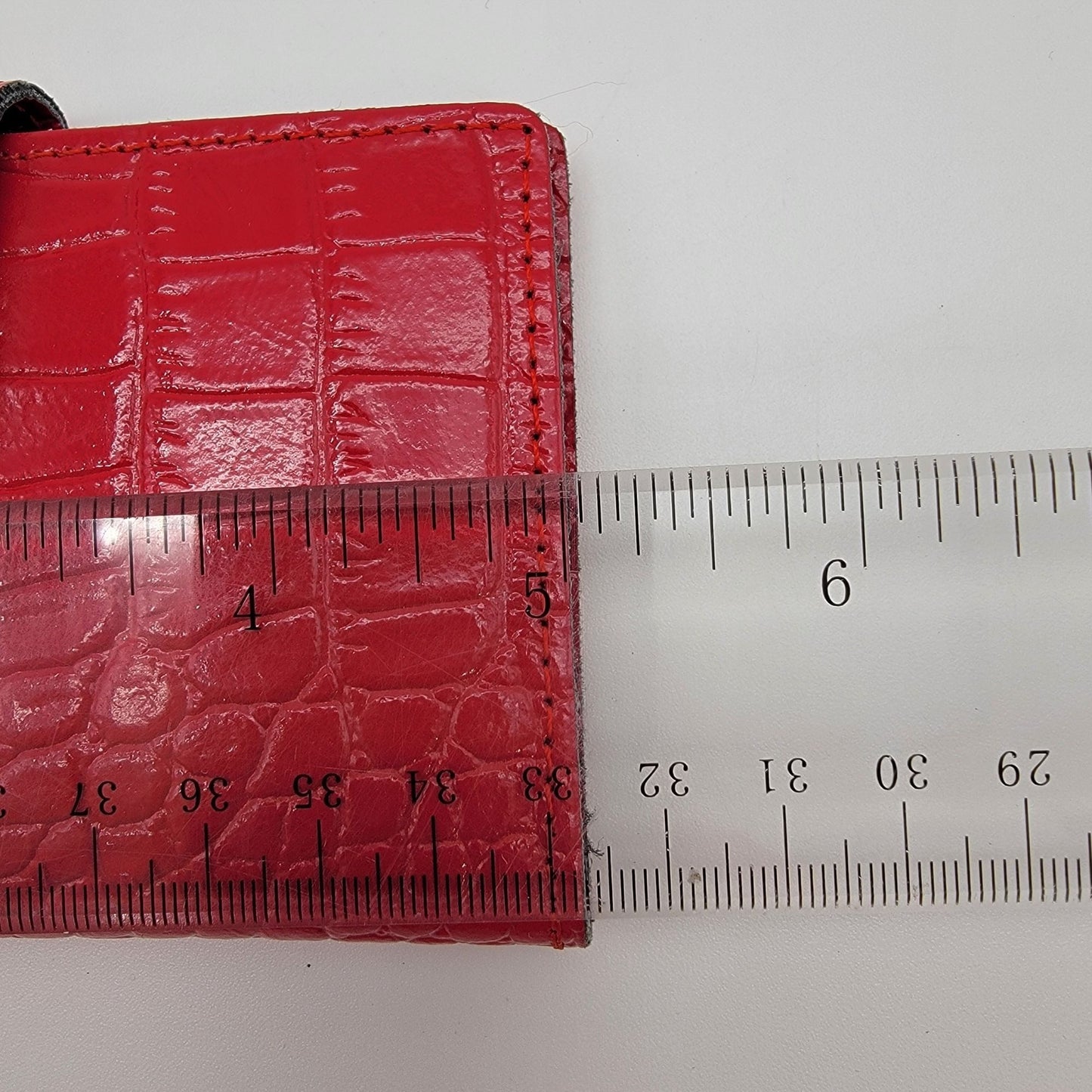 ORDNING & REDA Red Faux Crocodile Embossed Card Wallet