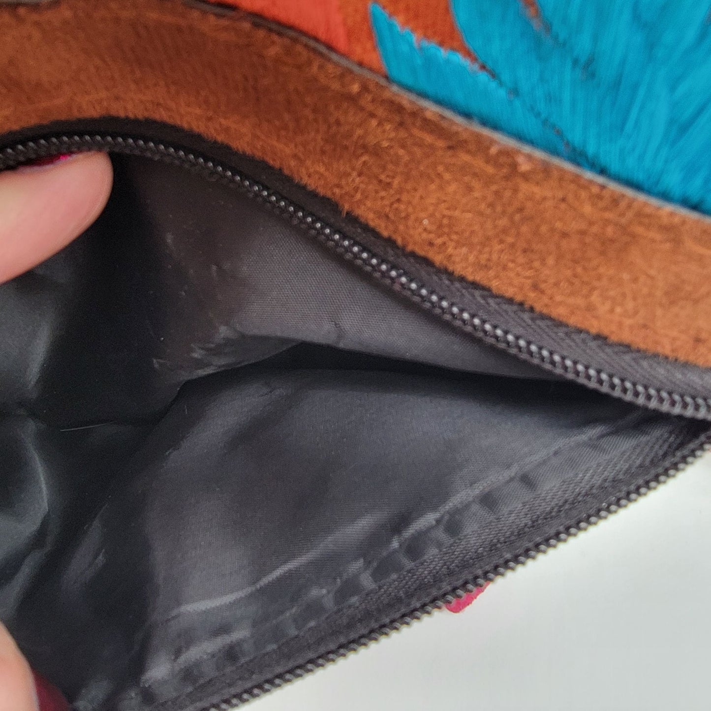 Handcrafted Guatemalan Embroidered Floral & Leather Crossbody Bag Worry Doll Zipper Pull