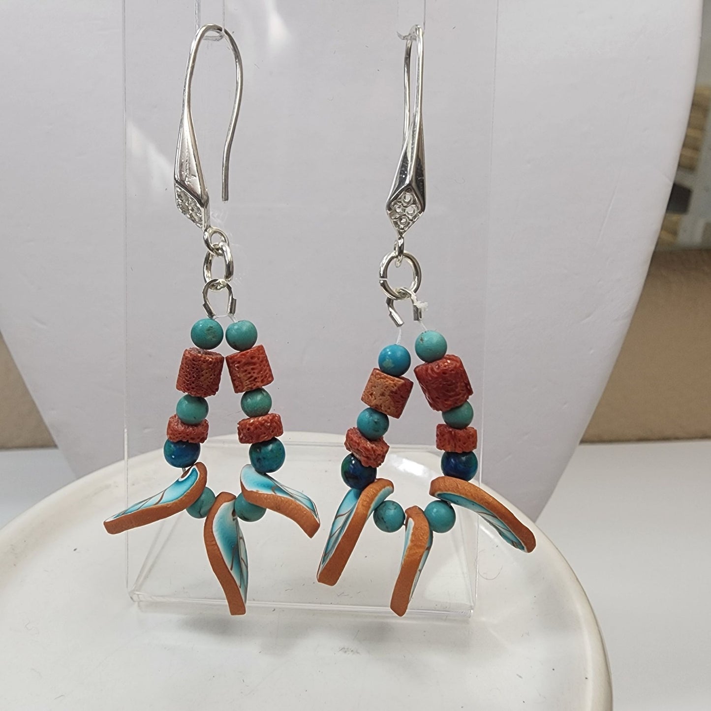 Hand-Painted Indigenous Art Pottery Pendant, Necklace & Earrings Set