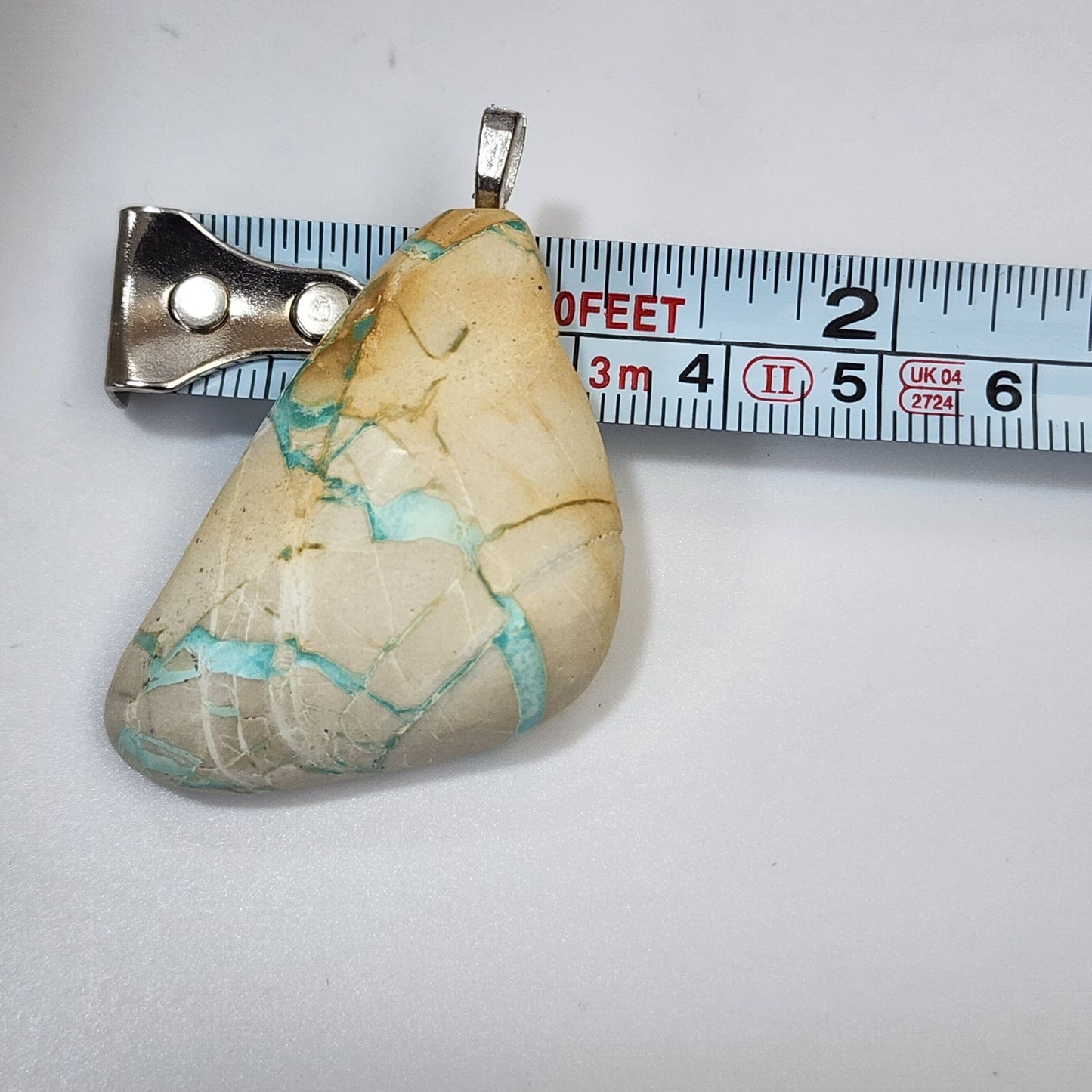 Artisan Royston Ribbon Turquoise Gemstone Cabochon Pendant