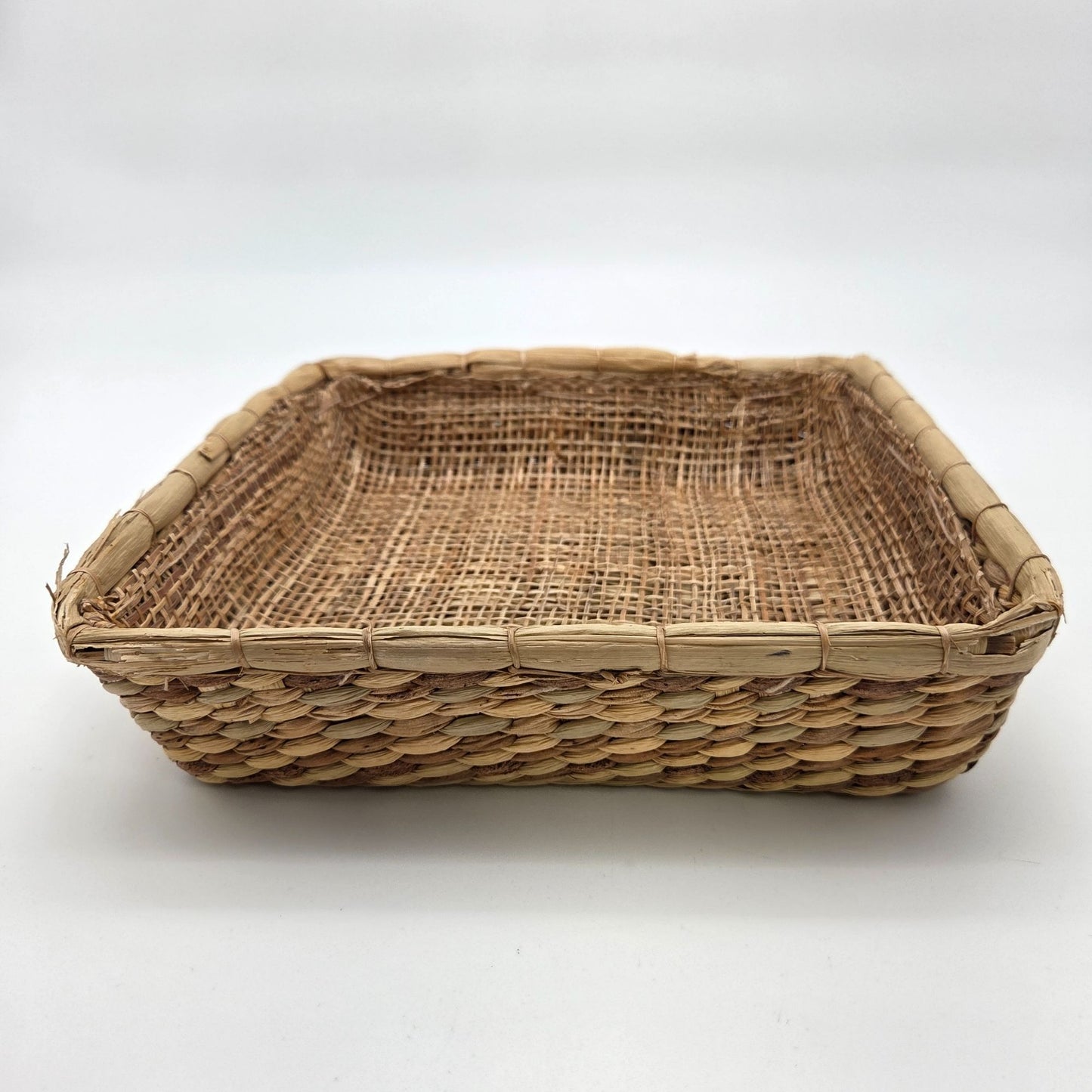 Vintage Wicker & Rattan Woven Square Basket