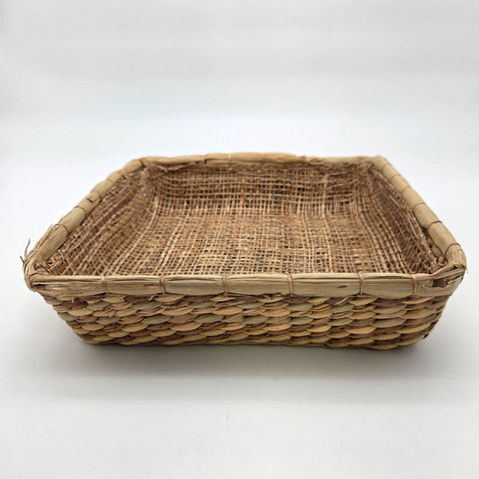 Vintage Wicker & Rattan Woven Square Basket