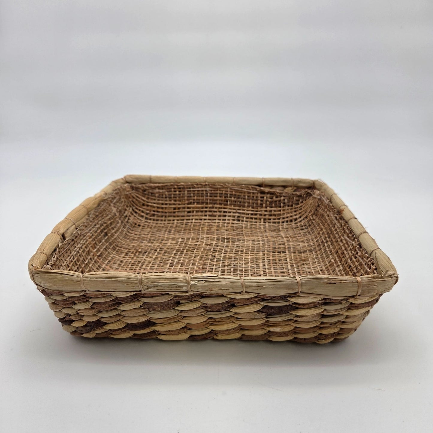 Vintage Wicker & Rattan Woven Square Basket
