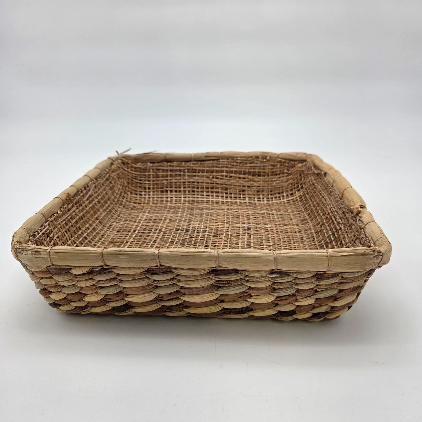 Vintage Wicker & Rattan Woven Square Basket