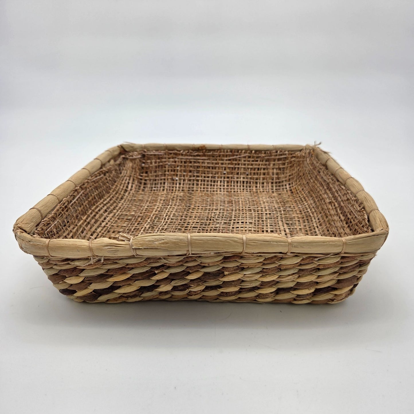 Vintage Wicker & Rattan Woven Square Basket