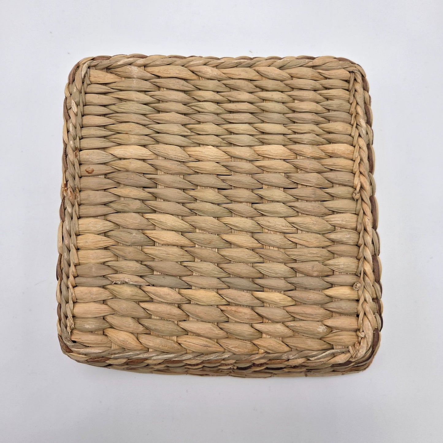 Vintage Wicker & Rattan Woven Square Basket