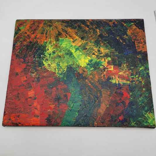 Abstract Impasto Original Painting On Canvas By June Lowe Vibrant Red Green Yellow