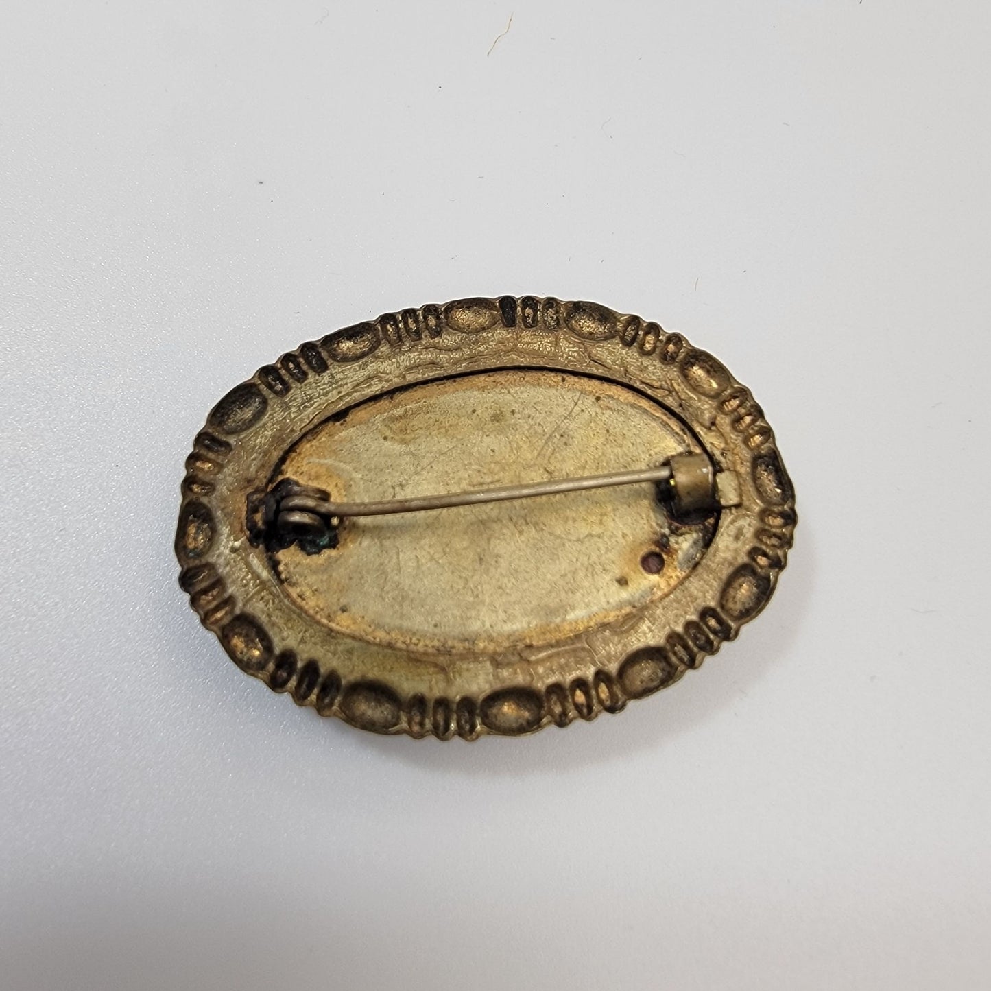 Antique 1910s Goofus Glass Rose Brooch