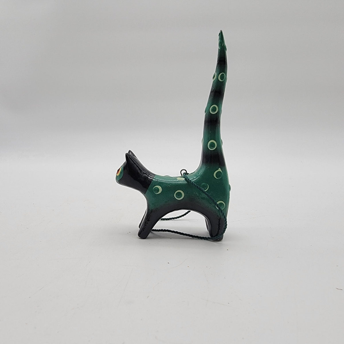 Pair Of Wooden Folk Art Cat Ornaments