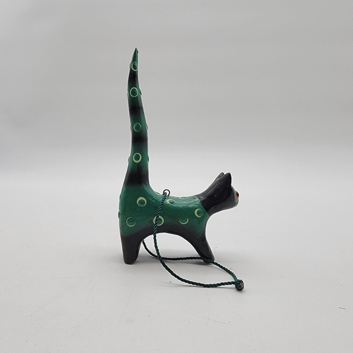 Pair Of Wooden Folk Art Cat Ornaments