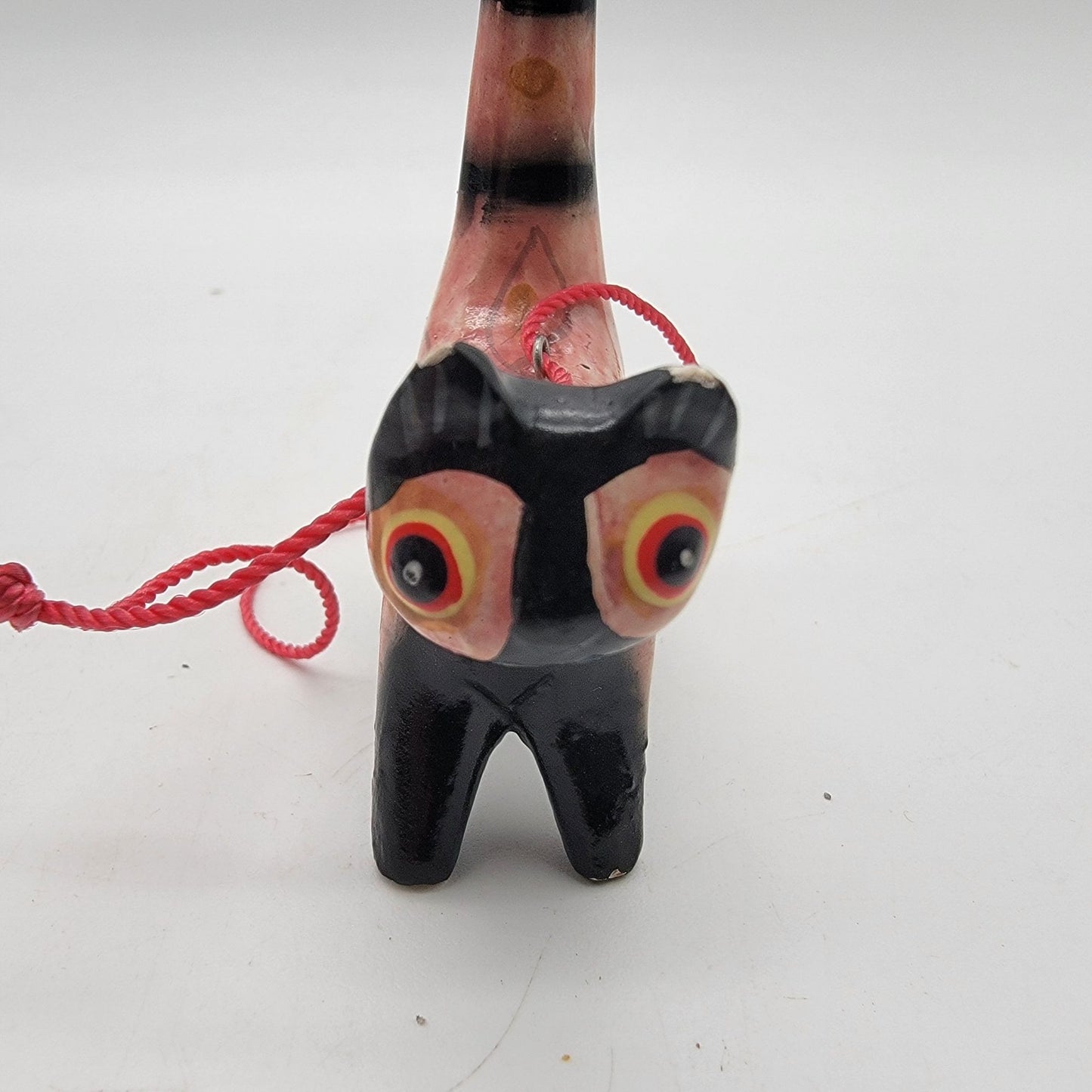 Pair Of Wooden Folk Art Cat Ornaments