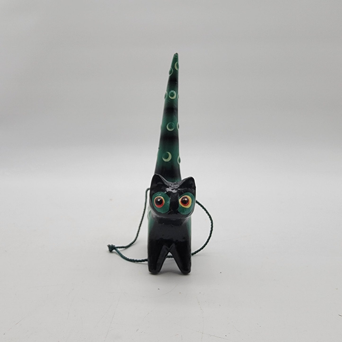 Pair Of Wooden Folk Art Cat Ornaments